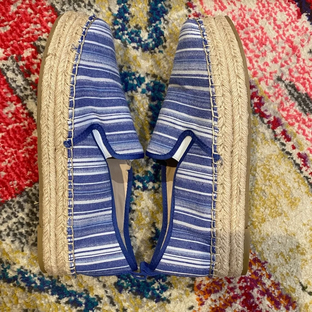 J. McLaughlin Blue and White Striped Espadrilles